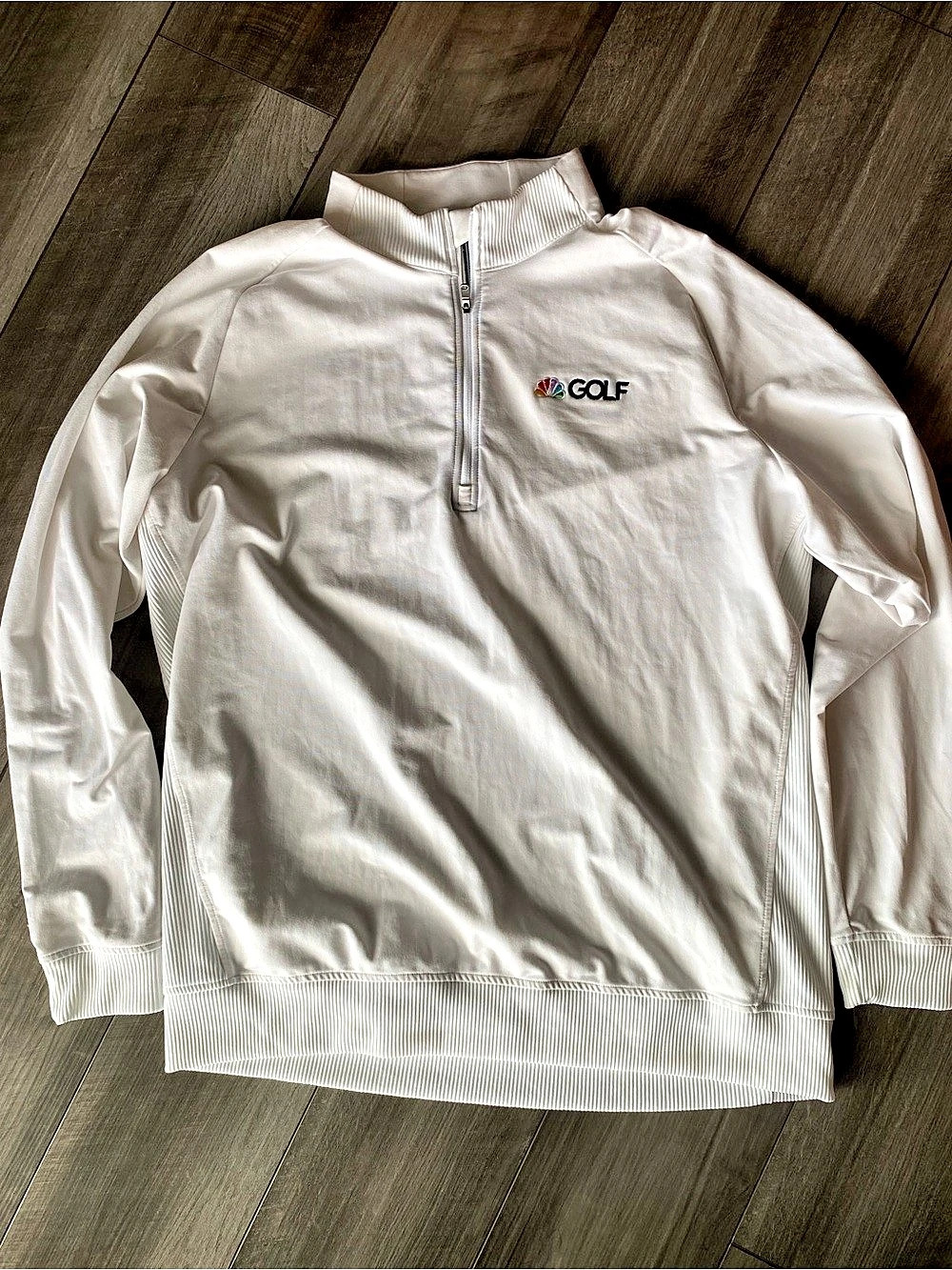 adidas NBC Golf Logo Quarter Zip Pullover White XL